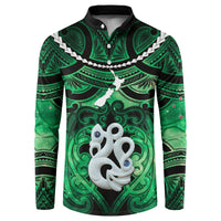 Personalised Maori Matariki Manaia Kakariki Button Sweatshirt Maori Kowhaiwhai Pattern Galaxy