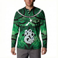 Personalised Maori Matariki Manaia Kakariki Button Sweatshirt Maori Kowhaiwhai Pattern Galaxy