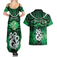 Personalised Maori Matariki Manaia Kakariki Couples Matching Summer Maxi Dress and Hawaiian Shirt Maori Kowhaiwhai Pattern Galaxy LT01 - Polynesian Pride