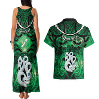Personalised Maori Matariki Manaia Kakariki Couples Matching Tank Maxi Dress and Hawaiian Shirt Maori Kowhaiwhai Pattern Galaxy LT01 - Polynesian Pride