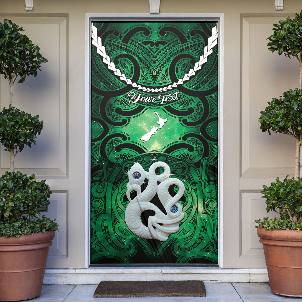 Personalised Maori Matariki Manaia Kakariki Door Cover Maori Kowhaiwhai Pattern Galaxy