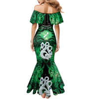 Personalised Maori Matariki Manaia Kakariki Family Matching Mermaid Dress and Hawaiian Shirt Maori Kowhaiwhai Pattern Galaxy LT01 - Polynesian Pride