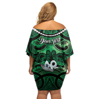 Personalised Maori Matariki Manaia Kakariki Family Matching Off Shoulder Short Dress and Hawaiian Shirt Maori Kowhaiwhai Pattern Galaxy LT01 - Polynesian Pride