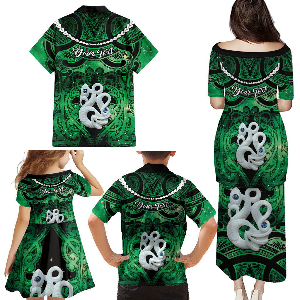 Personalised Maori Matariki Manaia Kakariki Family Matching Puletasi and Hawaiian Shirt Maori Kowhaiwhai Pattern Galaxy LT01 - Polynesian Pride