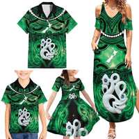 Personalised Maori Matariki Manaia Kakariki Family Matching Summer Maxi Dress and Hawaiian Shirt Maori Kowhaiwhai Pattern Galaxy LT01 - Polynesian Pride