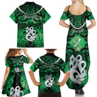 Personalised Maori Matariki Manaia Kakariki Family Matching Summer Maxi Dress and Hawaiian Shirt Maori Kowhaiwhai Pattern Galaxy LT01 - Polynesian Pride