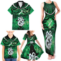 Personalised Maori Matariki Manaia Kakariki Family Matching Tank Maxi Dress and Hawaiian Shirt Maori Kowhaiwhai Pattern Galaxy LT01 - Polynesian Pride
