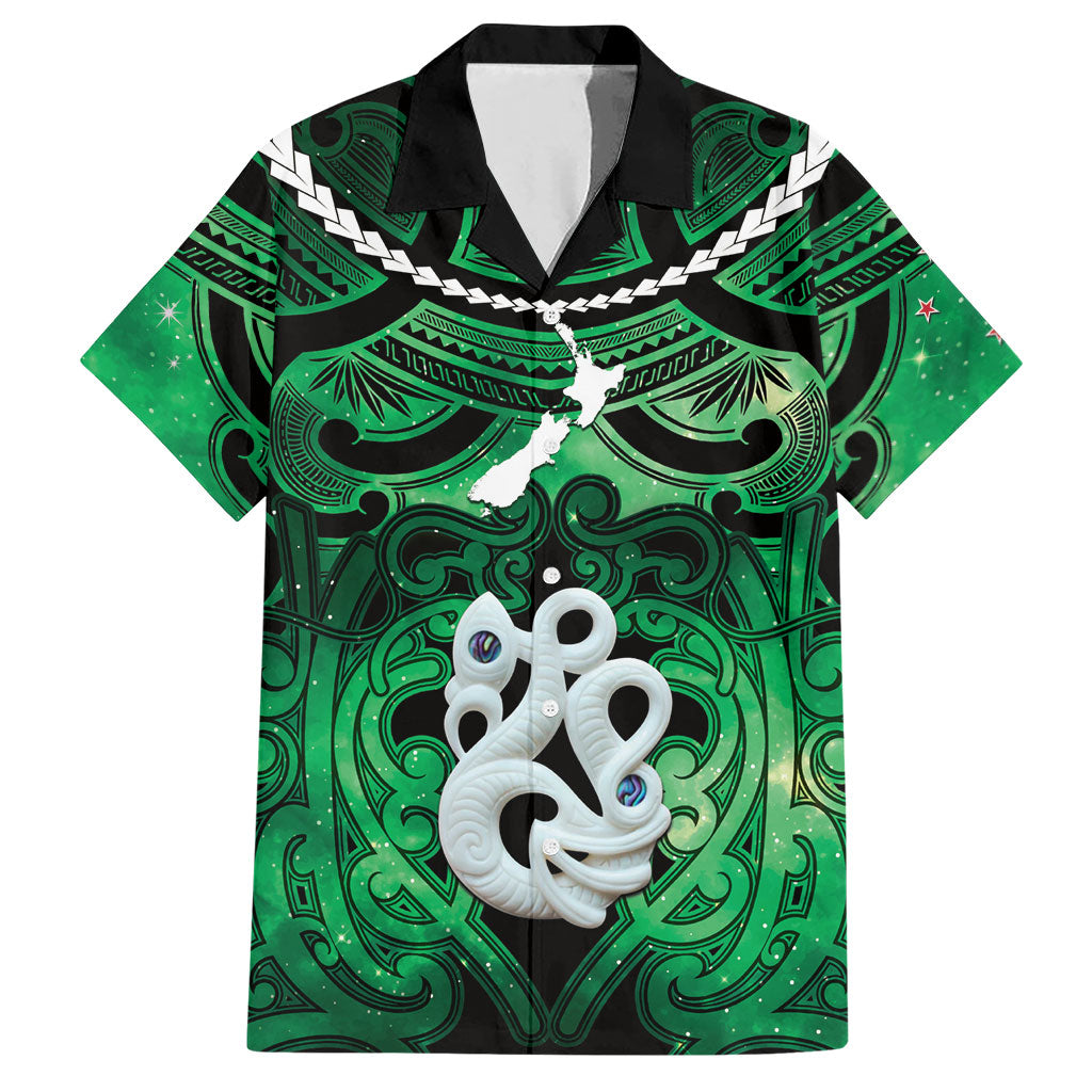 Personalised Maori Matariki Manaia Kakariki Hawaiian Shirt Maori Kowhaiwhai Pattern Galaxy