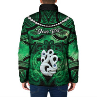 Personalised Maori Matariki Manaia Kakariki Padded Jacket Maori Kowhaiwhai Pattern Galaxy