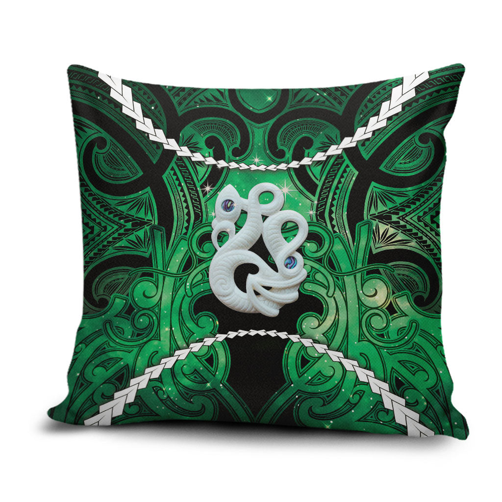 Maori Matariki Manaia Kakariki Pillow Cover Maori Kowhaiwhai Pattern Galaxy