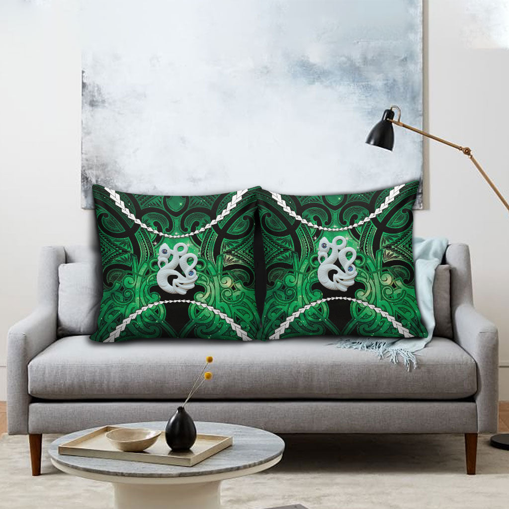 Maori Matariki Manaia Kakariki Pillow Cover Maori Kowhaiwhai Pattern Galaxy