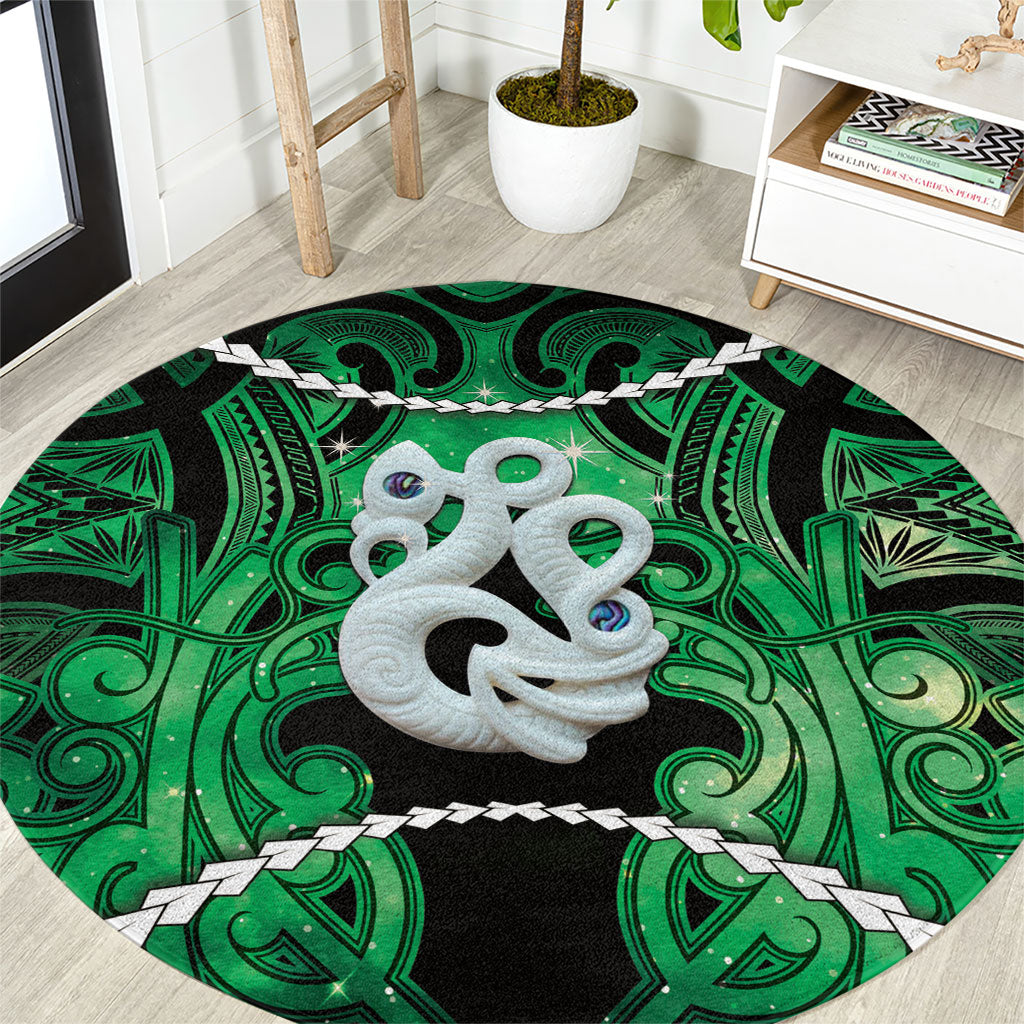 Maori Matariki Manaia Kakariki Round Carpet Maori Kowhaiwhai Pattern Galaxy