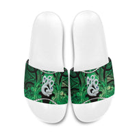 Maori Matariki Manaia Kakariki Slide Sandals Maori Kowhaiwhai Pattern Galaxy