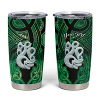 Personalised Maori Matariki Manaia Kakariki Tumbler Cup Maori Kowhaiwhai Pattern Galaxy LT01 Green - Polynesian Pride