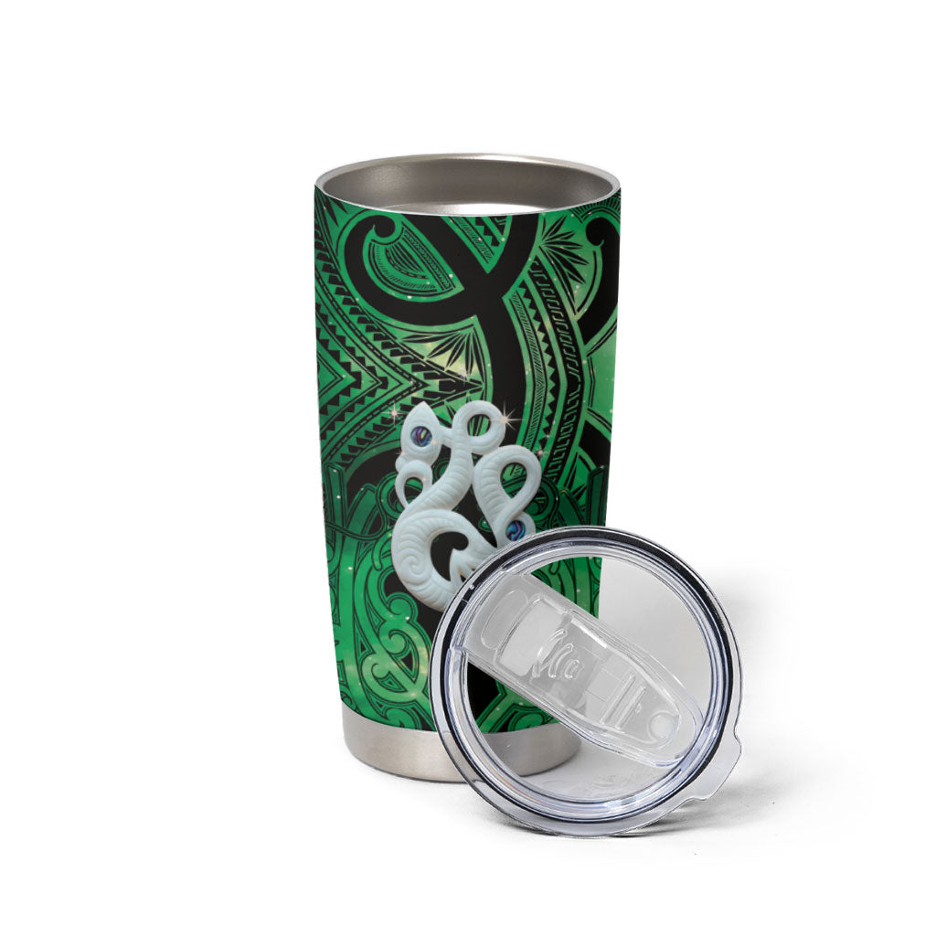 Personalised Maori Matariki Manaia Kakariki Tumbler Cup Maori Kowhaiwhai Pattern Galaxy LT01 - Polynesian Pride