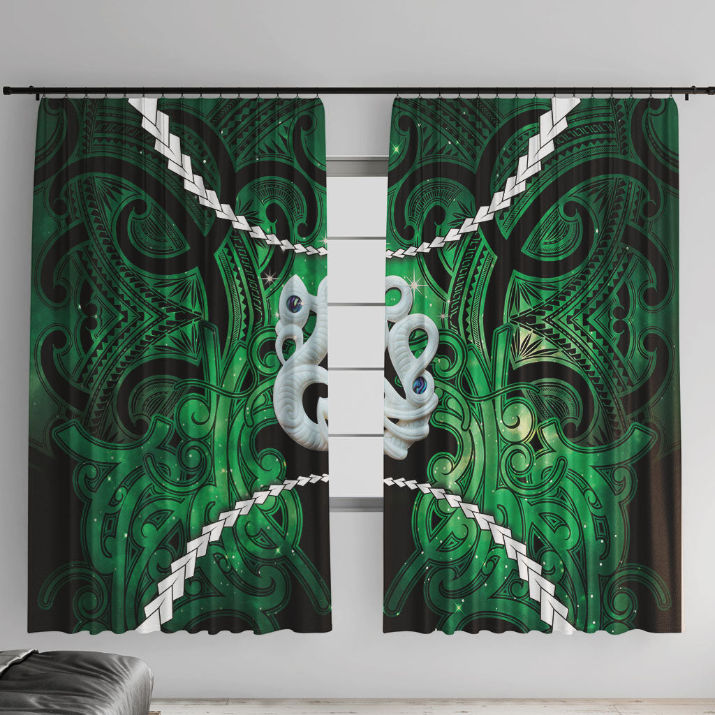 Maori Matariki Manaia Kakariki Window Curtain Maori Kowhaiwhai Pattern Galaxy