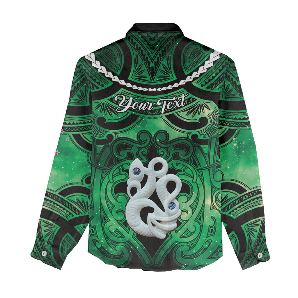 Personalised Maori Matariki Manaia Kakariki Women Casual Shirt Maori Kowhaiwhai Pattern Galaxy LT01 - Polynesian Pride