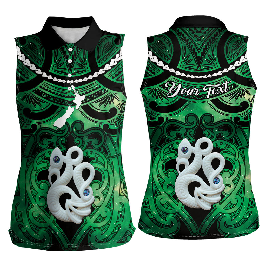 Personalised Maori Matariki Manaia Kakariki Women Sleeveless Polo Shirt Maori Kowhaiwhai Pattern Galaxy LT01 - Polynesian Pride