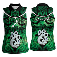 Personalised Maori Matariki Manaia Kakariki Women Sleeveless Polo Shirt Maori Kowhaiwhai Pattern Galaxy LT01 - Polynesian Pride