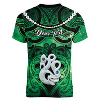 Personalised Maori Matariki Manaia Kakariki Women V-Neck T-Shirt Maori Kowhaiwhai Pattern Galaxy LT01 - Polynesian Pride