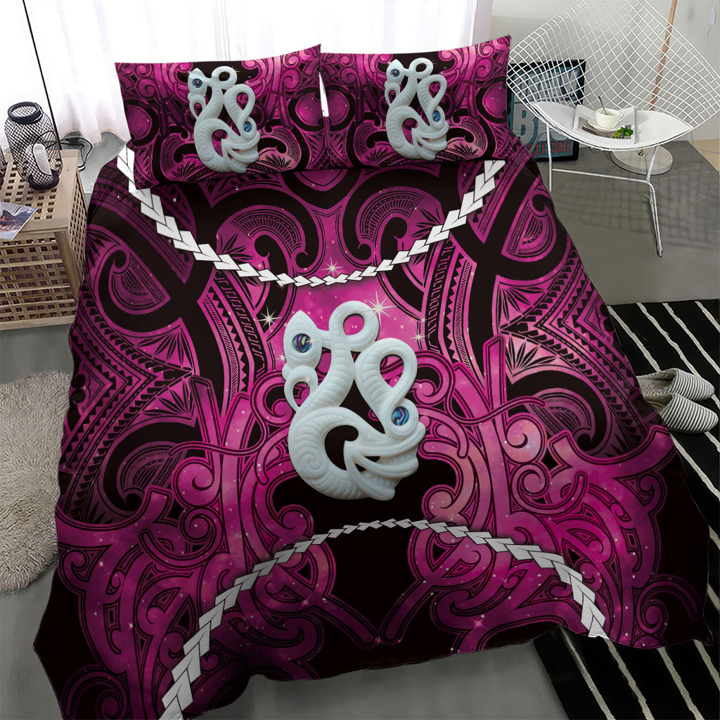 Maori Matariki Manaia Mawhero Bedding Set Maori Kowhaiwhai Pattern Galaxy