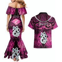Personalised Maori Matariki Manaia Mawhero Couples Matching Mermaid Dress and Hawaiian Shirt Maori Kowhaiwhai Pattern Galaxy LT01 - Polynesian Pride