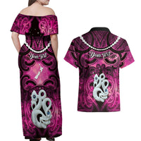 Personalised Maori Matariki Manaia Mawhero Couples Matching Off Shoulder Maxi Dress and Hawaiian Shirt Maori Kowhaiwhai Pattern Galaxy LT01 - Polynesian Pride