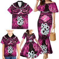 Personalised Maori Matariki Manaia Mawhero Family Matching Mermaid Dress and Hawaiian Shirt Maori Kowhaiwhai Pattern Galaxy LT01 - Polynesian Pride