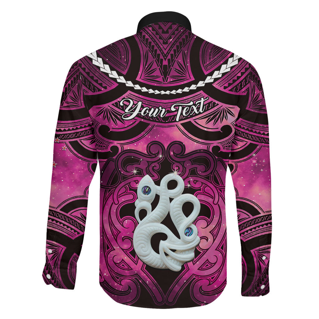 Personalised Maori Matariki Manaia Mawhero Family Matching Off The Shoulder Long Sleeve Dress and Hawaiian Shirt Maori Kowhaiwhai Pattern Galaxy LT01 - Polynesian Pride