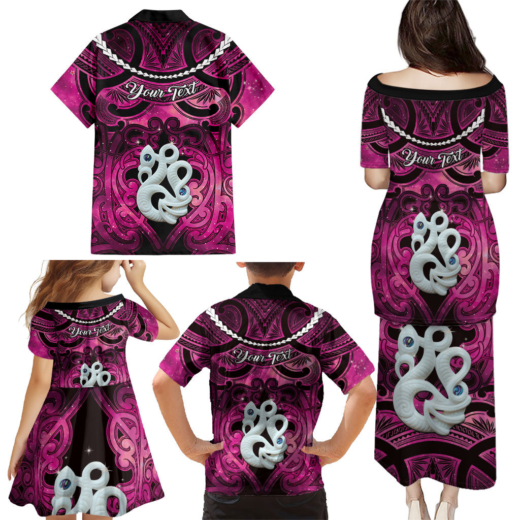 Personalised Maori Matariki Manaia Mawhero Family Matching Puletasi and Hawaiian Shirt Maori Kowhaiwhai Pattern Galaxy LT01 - Polynesian Pride