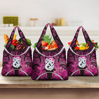 Maori Matariki Manaia Mawhero Grocery Bag Maori Kowhaiwhai Pattern Galaxy