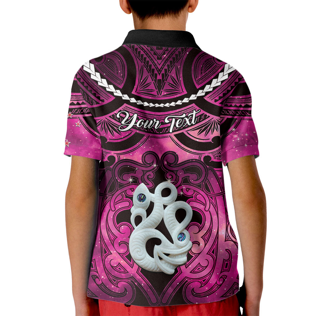 Personalised Maori Matariki Manaia Mawhero Kid Polo Shirt Maori Kowhaiwhai Pattern Galaxy