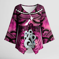 Personalised Maori Matariki Manaia Mawhero Kimono Sleeve Blouse Maori Kowhaiwhai Pattern Galaxy
