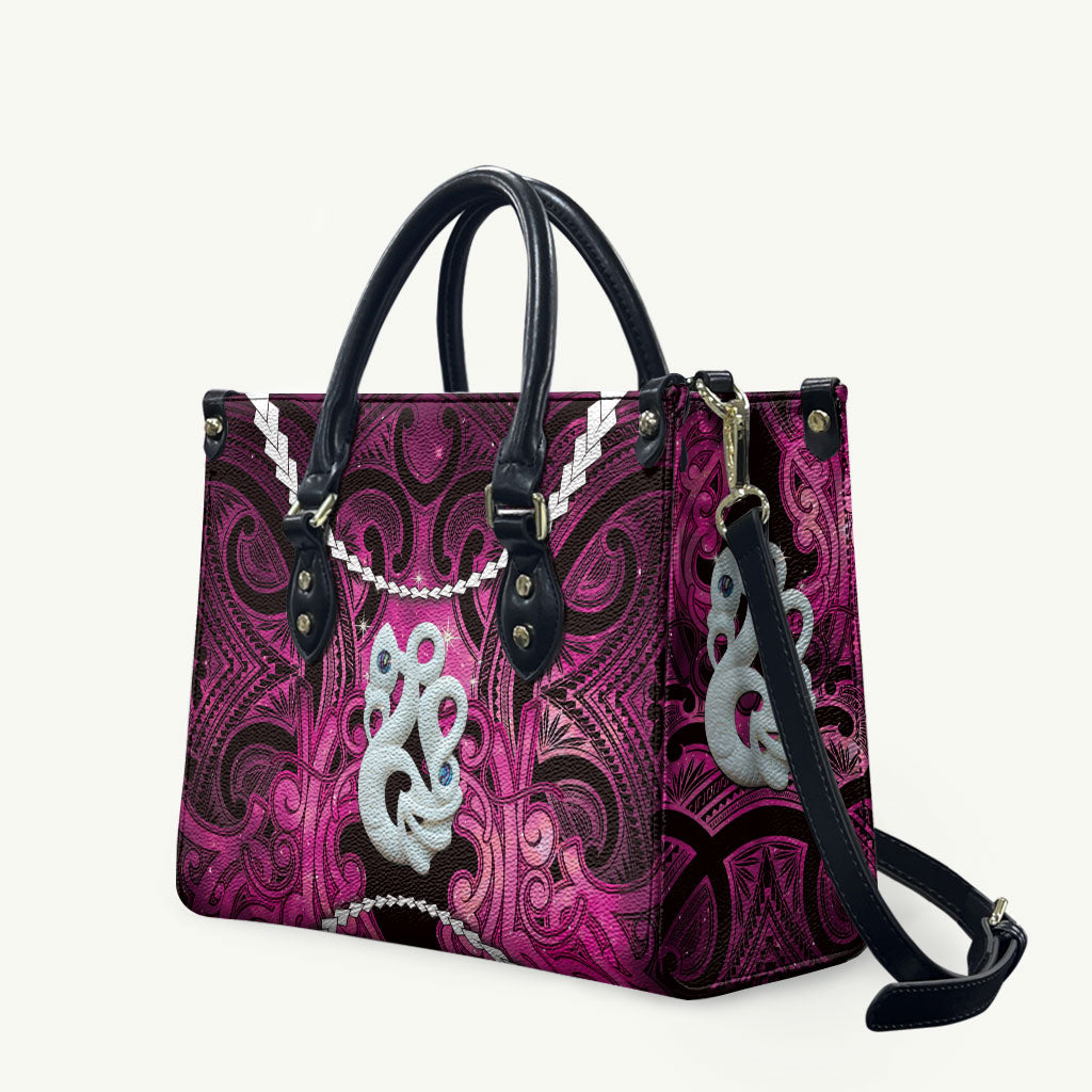 Maori Matariki Manaia Mawhero Leather Bag Maori Kowhaiwhai Pattern Galaxy