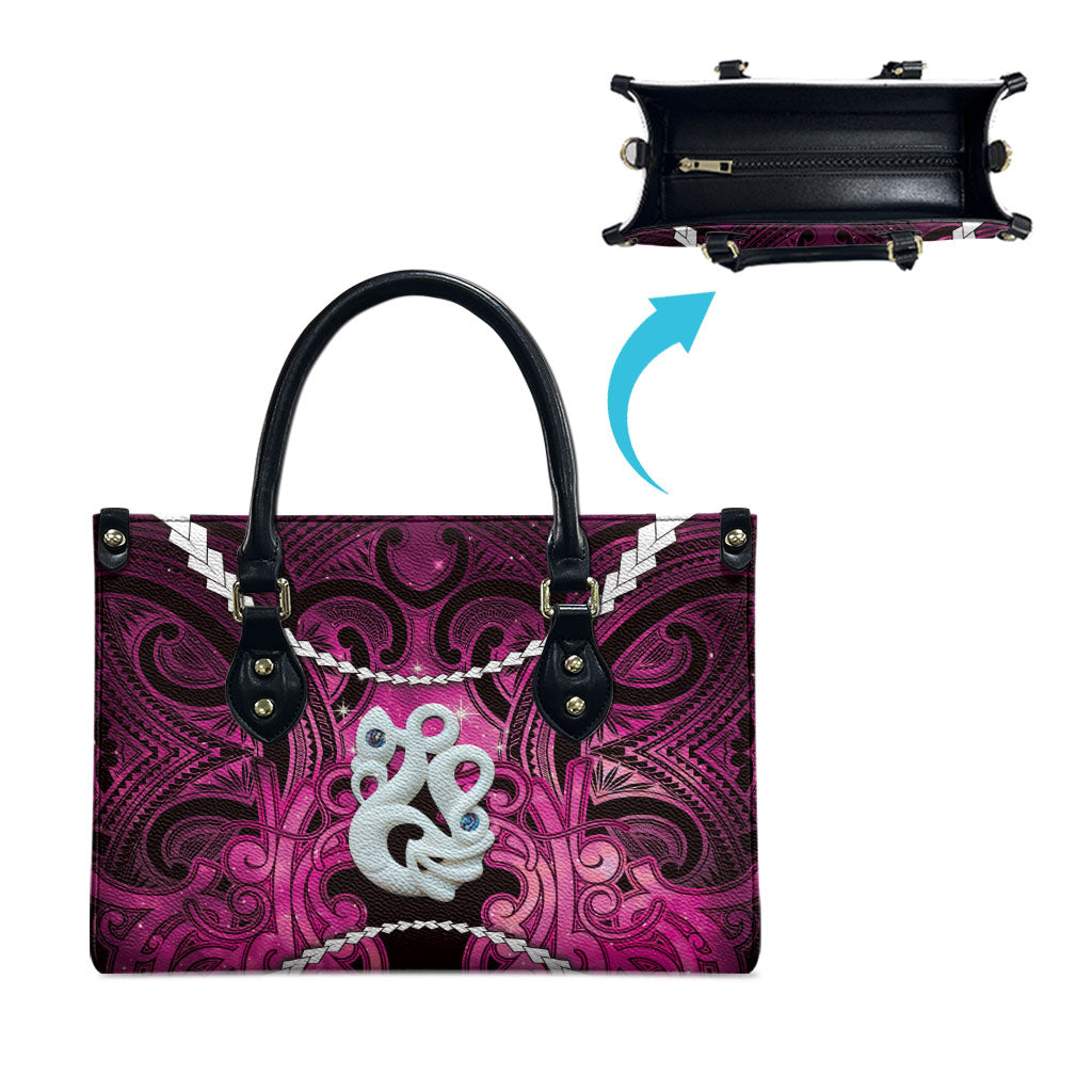 Maori Matariki Manaia Mawhero Leather Bag Maori Kowhaiwhai Pattern Galaxy