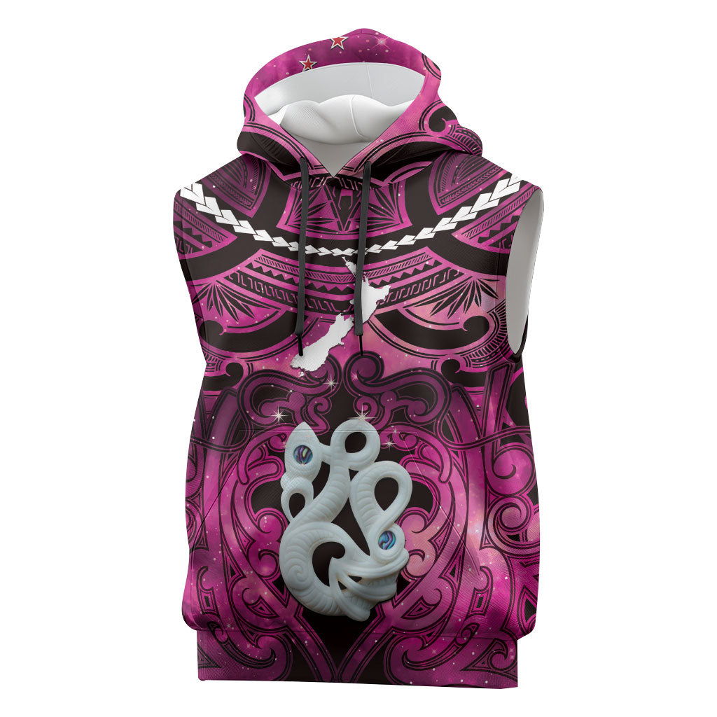 Personalised Maori Matariki Manaia Mawhero Sleeveless Hoodie Maori Kowhaiwhai Pattern Galaxy