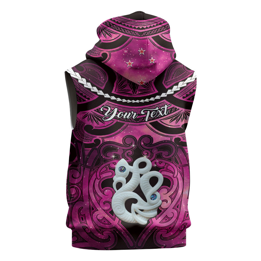 Personalised Maori Matariki Manaia Mawhero Sleeveless Zip Hoodie Maori Kowhaiwhai Pattern Galaxy