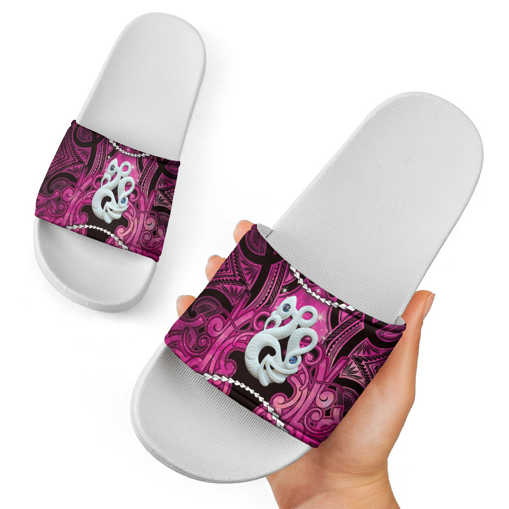Maori Matariki Manaia Mawhero Slide Sandals Maori Kowhaiwhai Pattern Galaxy