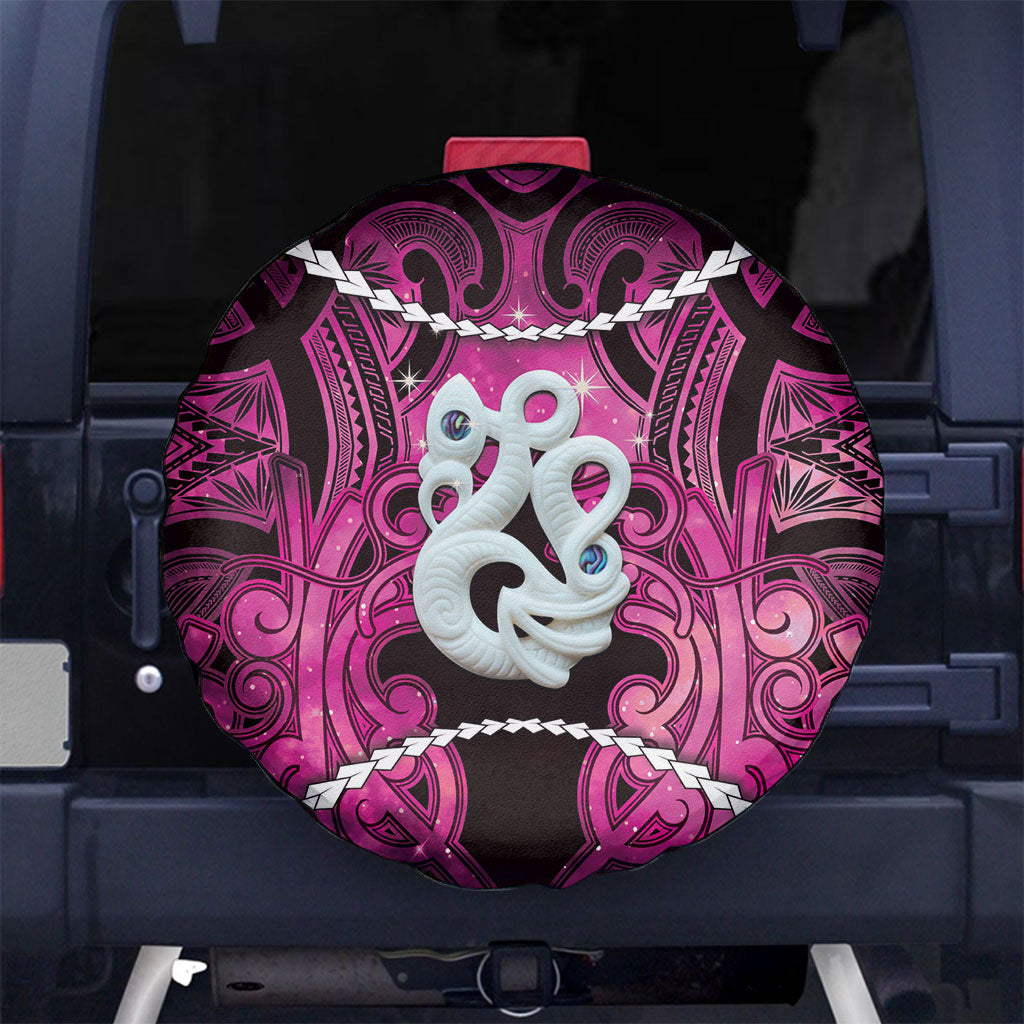 Maori Matariki Manaia Mawhero Spare Tire Cover Maori Kowhaiwhai Pattern Galaxy LT01 No hole Pink - Polynesian Pride