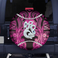 Maori Matariki Manaia Mawhero Spare Tire Cover Maori Kowhaiwhai Pattern Galaxy LT01 No hole Pink - Polynesian Pride