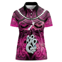 Personalised Maori Matariki Manaia Mawhero Women Polo Shirt Maori Kowhaiwhai Pattern Galaxy LT01 Female Pink - Polynesian Pride