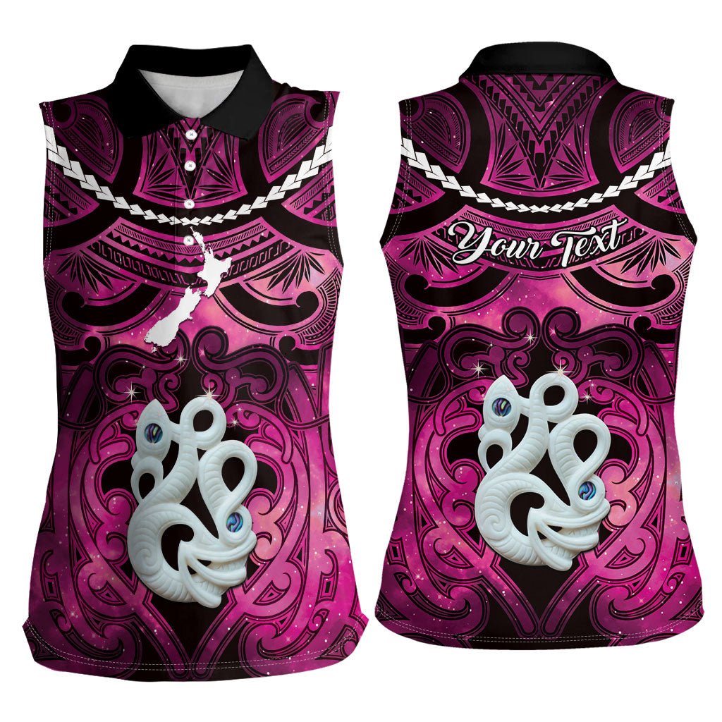 Personalised Maori Matariki Manaia Mawhero Women Sleeveless Polo Shirt Maori Kowhaiwhai Pattern Galaxy LT01 - Polynesian Pride