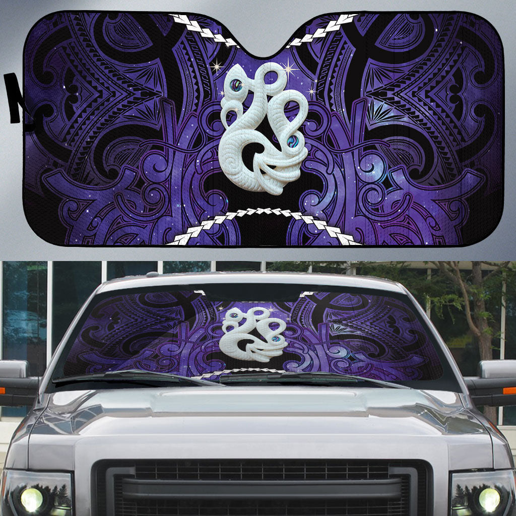 Maori Matariki Manaia Waiporoporo Auto Sun Shade Maori Kowhaiwhai Pattern Galaxy