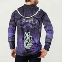 Personalised Maori Matariki Manaia Waiporoporo Button Sweatshirt Maori Kowhaiwhai Pattern Galaxy