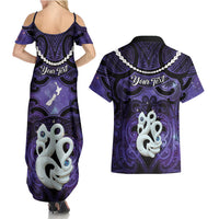 Personalised Maori Matariki Manaia Waiporoporo Couples Matching Summer Maxi Dress and Hawaiian Shirt Maori Kowhaiwhai Pattern Galaxy LT01 - Polynesian Pride