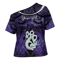 Personalised Maori Matariki Manaia Waiporoporo Cross Shoulder Shirt Maori Kowhaiwhai Pattern Galaxy