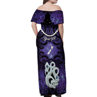 Personalised Maori Matariki Manaia Waiporoporo Family Matching Off Shoulder Maxi Dress and Hawaiian Shirt Maori Kowhaiwhai Pattern Galaxy LT01 - Polynesian Pride