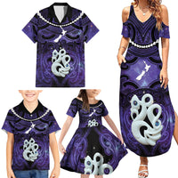 Personalised Maori Matariki Manaia Waiporoporo Family Matching Summer Maxi Dress and Hawaiian Shirt Maori Kowhaiwhai Pattern Galaxy LT01 - Polynesian Pride