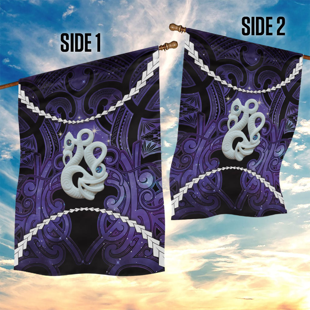 Maori Matariki Manaia Waiporoporo Garden Flag Maori Kowhaiwhai Pattern Galaxy LT01 - Polynesian Pride