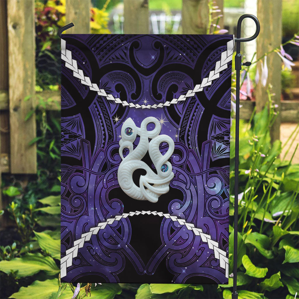 Maori Matariki Manaia Waiporoporo Garden Flag Maori Kowhaiwhai Pattern Galaxy LT01 Garden Flag Purple - Polynesian Pride